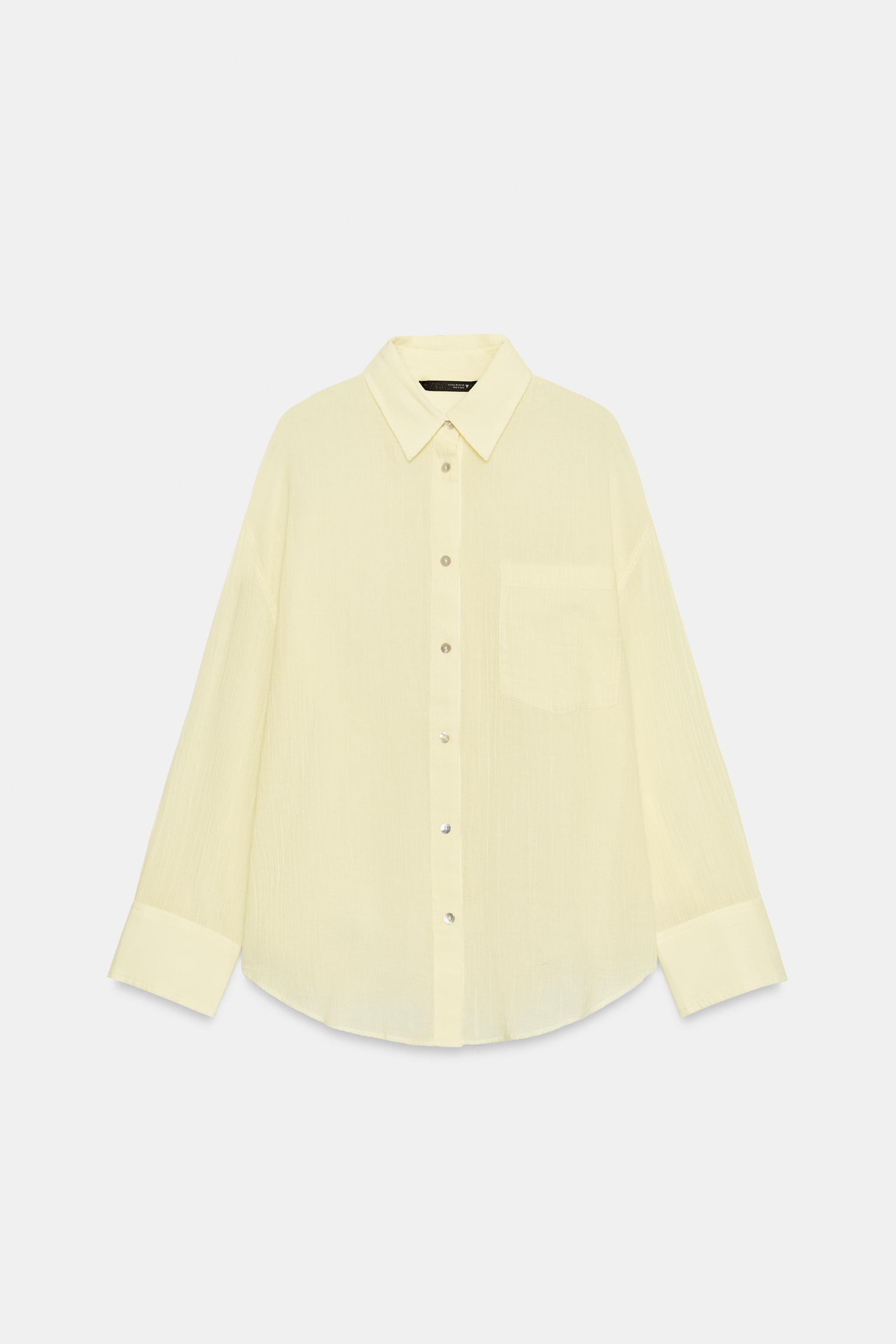 Zara CEPLİ OVERSIZE MÜSLİN GÖMLEK görsel 4