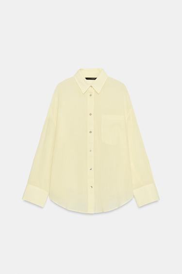 CAMISA GASA OVERSIZE PETO - Amarelo claro de Zara - Imaxe 0