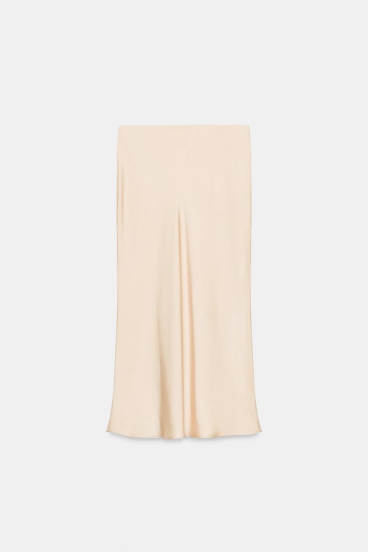 Falda midi satinada con nudo 6