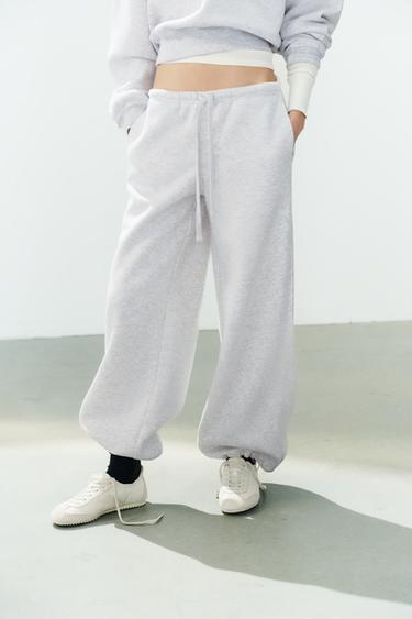PANTALÓN FELPA BÁSICO RECTO BAJO AJUSTABLE - Gris vigoré de Zara