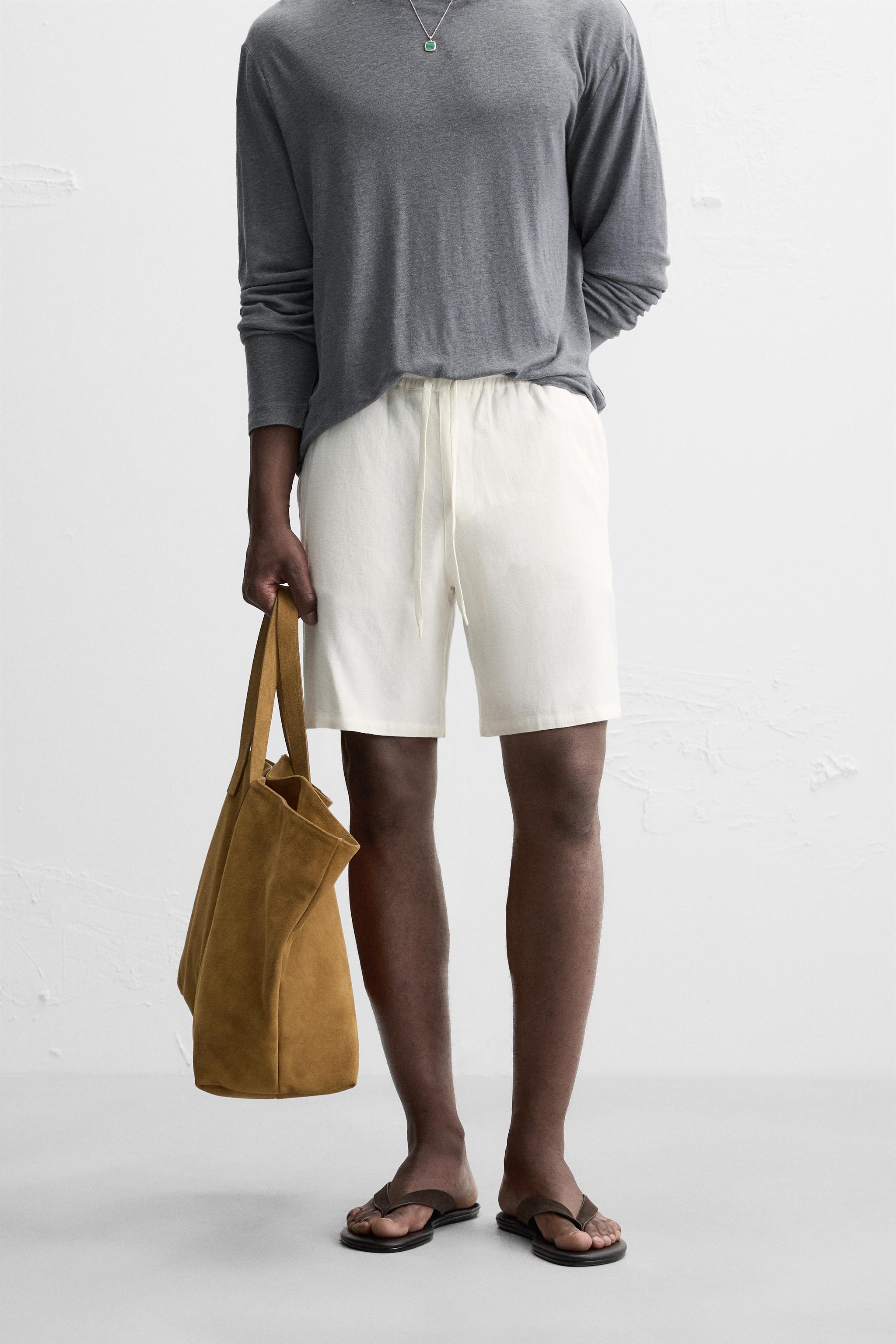 LINEN VISCOSE SHORTS Light beige ZARA Canada