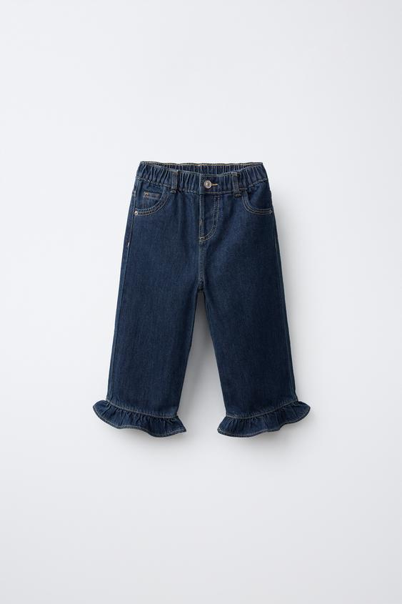 JEANS STRAIGHT ME FLUTURA - E kaltër nga Zara - Imazh 0