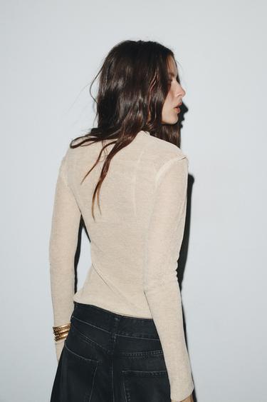 HIGH NECK KNIT JUMPER - Sand by Zara - Image 3