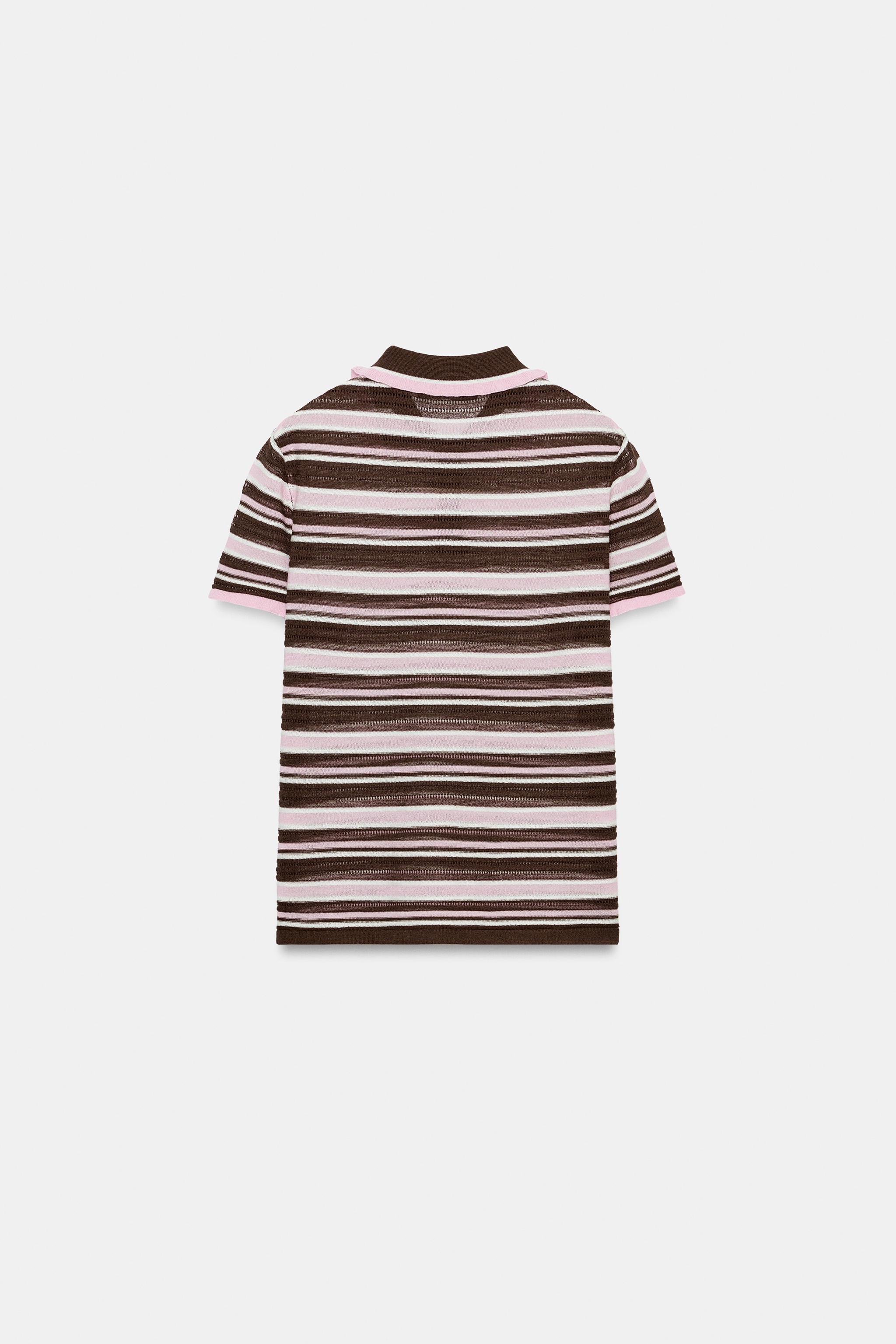 Zara Çizgili Triko Polo görsel 6