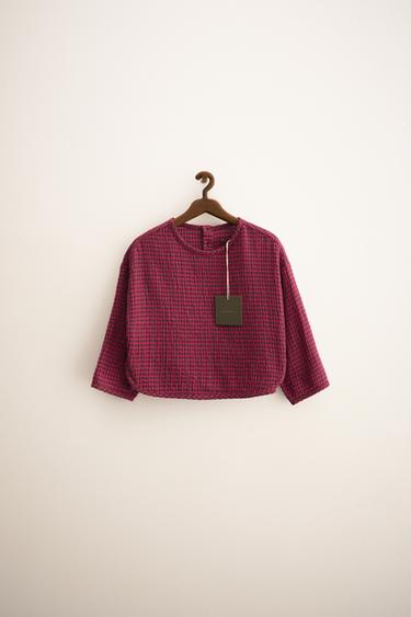 ZARA TIMELESS - BLUZË ME STAMPIM KUADRATESH - Rozë lule vathi nga Zara