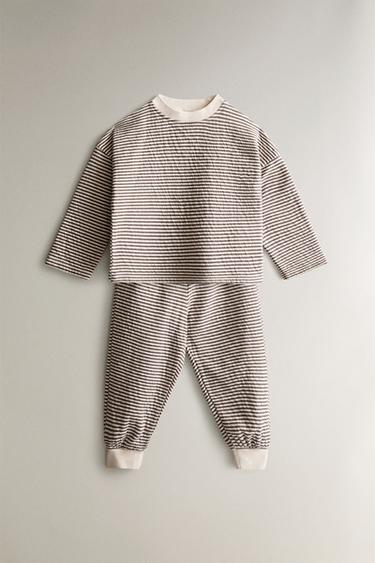 ΣΕΤ ΠΑΙΔΙΚΗΣ ΠΙΤΖΑΜΑΣ ΜΕ ΡΙΓΕΣ - Καφέ σοκολατί του Zara - Εικόνα 0