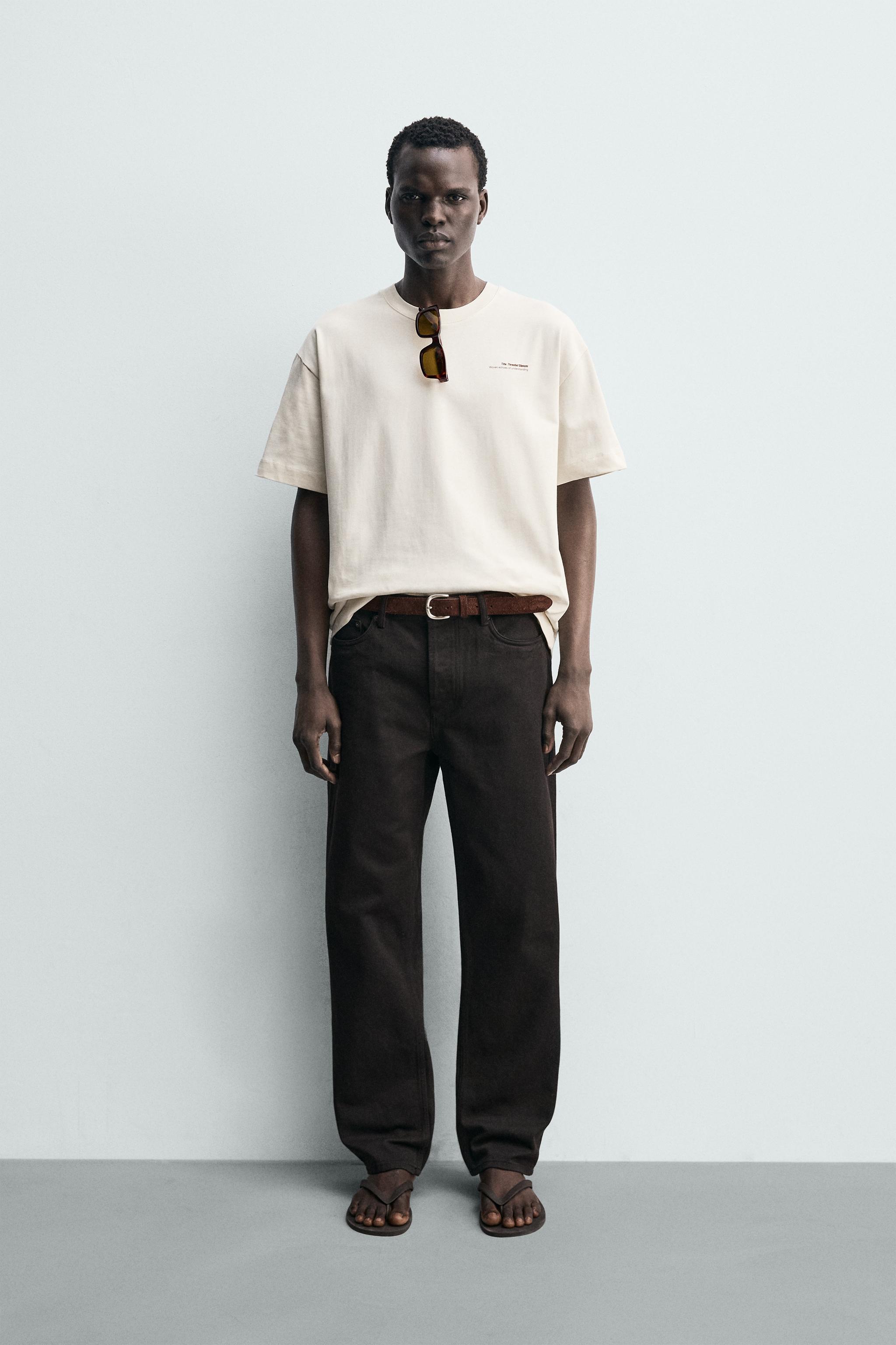 コントラストプリントパッチTシャツ - ベージュ | ZARA Japan / 日本