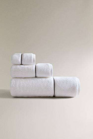 TOALLA BAÑO FESTÓN BORDADO - Gris antracita de Zara