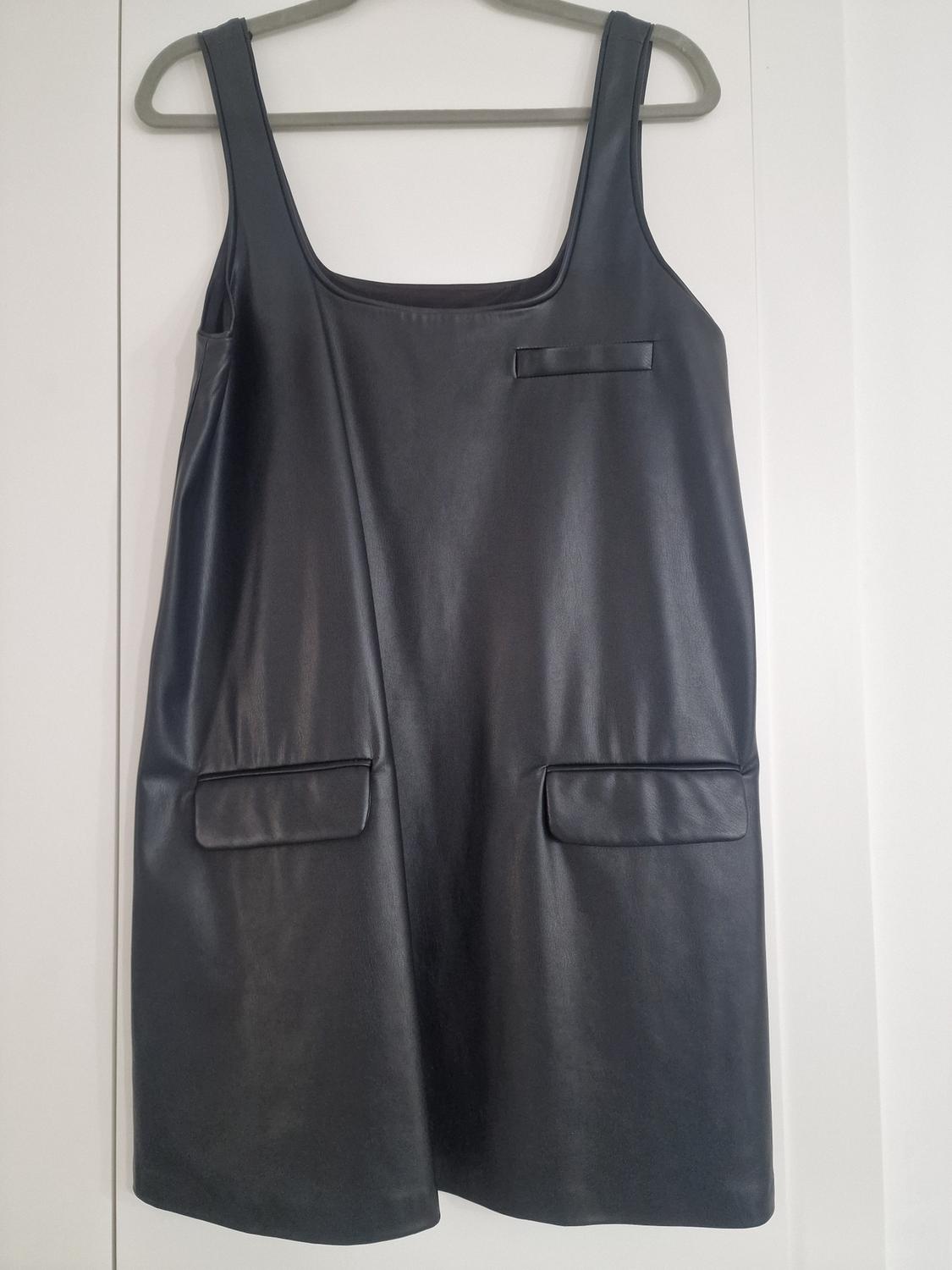 FAUX LEATHER PINAFORE DRESS