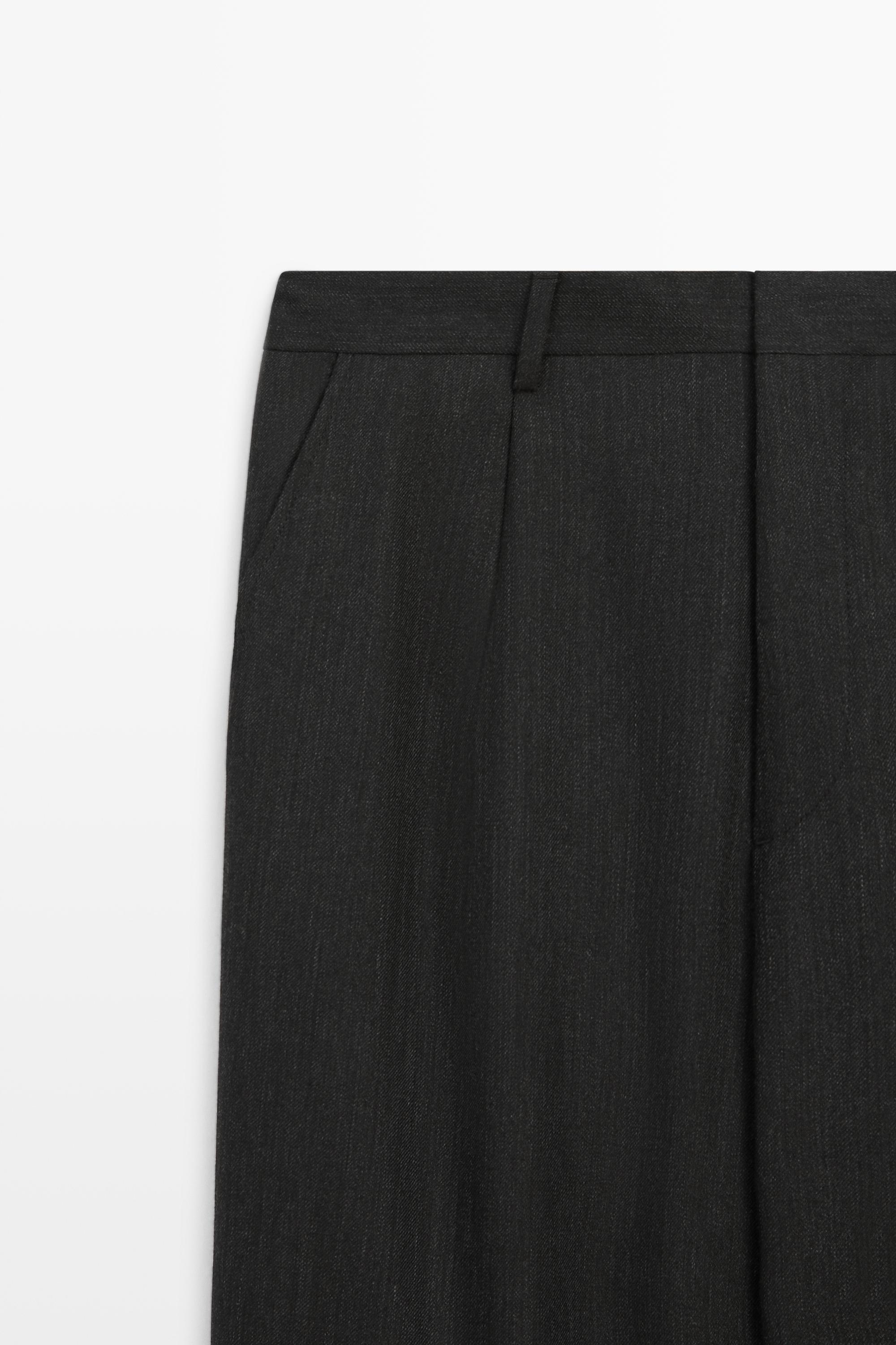 Pantalon relaxed fit en laine effet chiné
