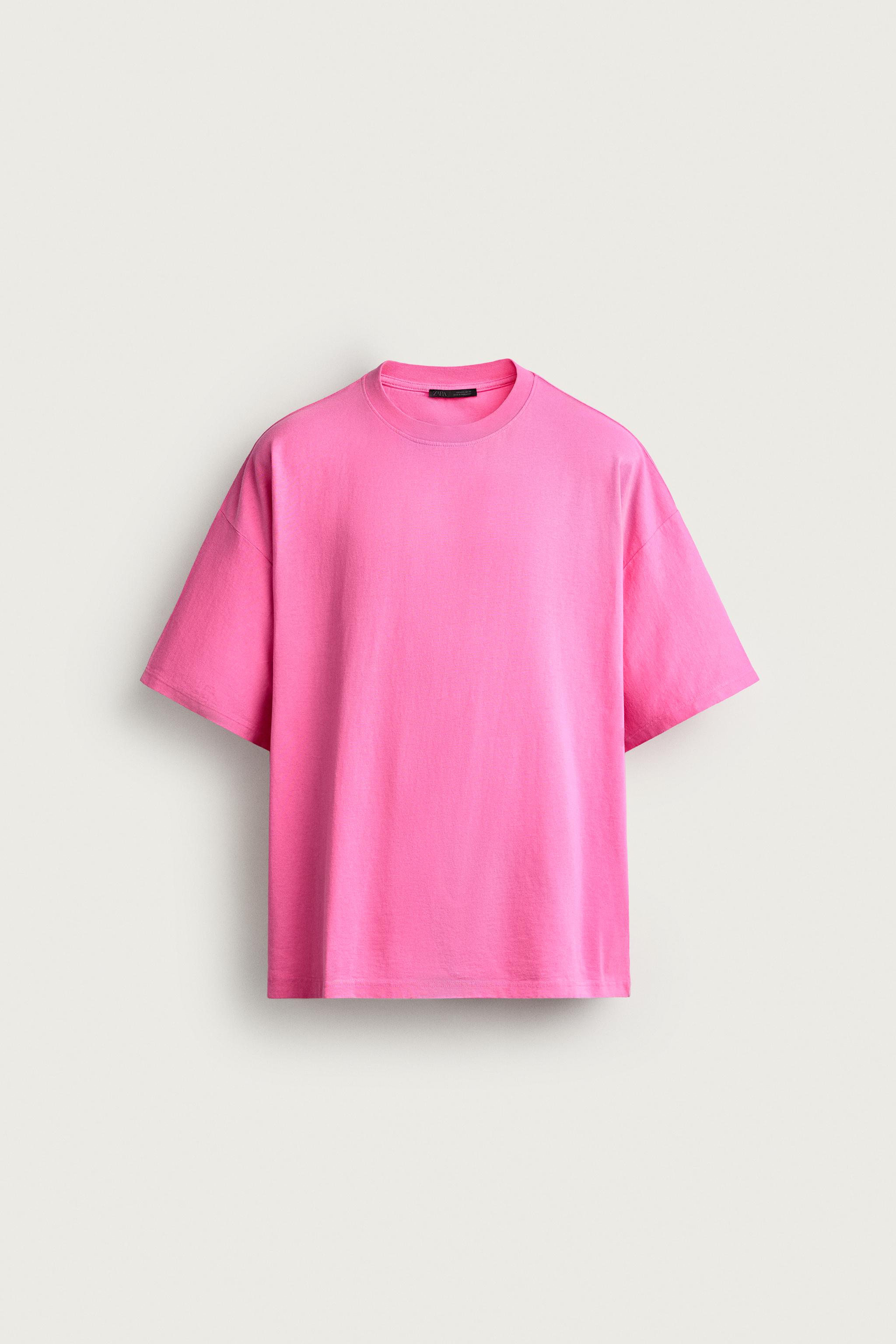 BASIC RELAXED FIT WASHED T-SHIRT — Dark fuchsia