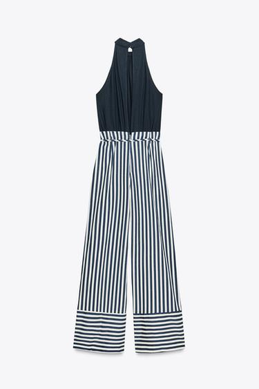 COMBINAISON LONGUE AVEC LIN - Bleu / Blanc de Zara - Image 8