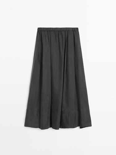 Zara Cotton blend knit flared midi skirt - Gray