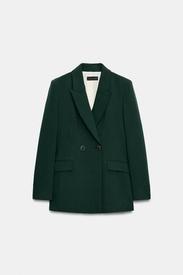 BLAZER CRUZADO BOTONES - Verde oscuro de Zara - Imagen 0