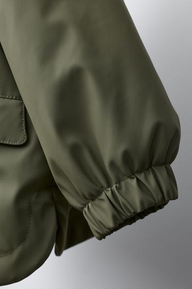 RUBBERISED WATER-RESISTANT RAINCOAT WITH FLEECE LINING - Khaki by Zara - Image 5