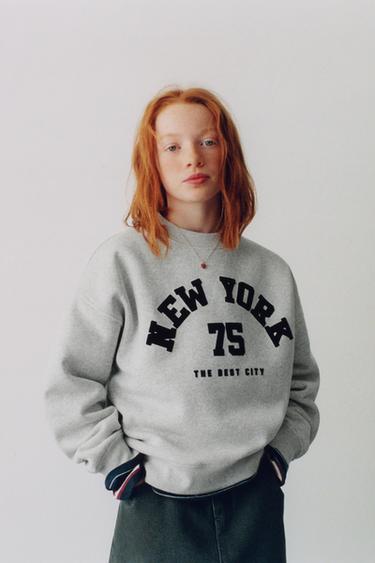 FLOCK SLOGAN SWEATSHIRT - Grey marl by Zara