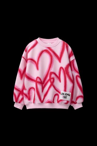 GRAFFITI HEART SWEATSHIRT - Pink by Zara - Image 0