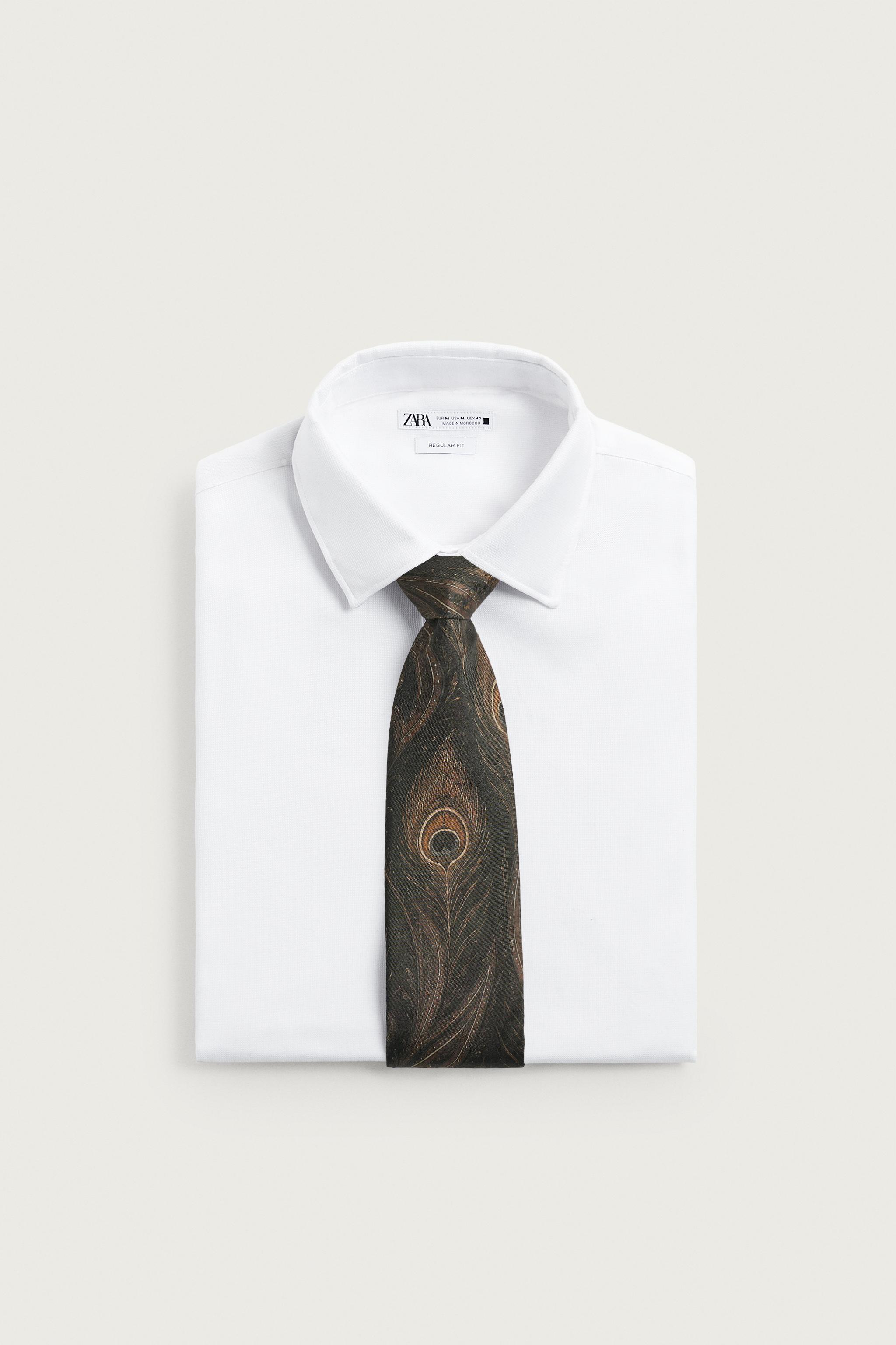 100% SILK FEATHER PRINT TIE