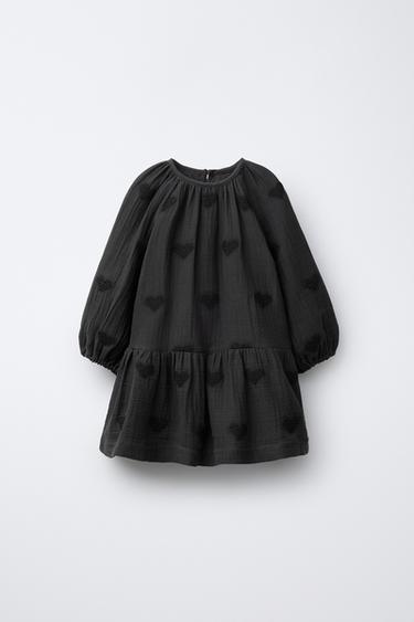 EMBROIDERED HEART DRESS - Mid-grey by Zara - Image 0
