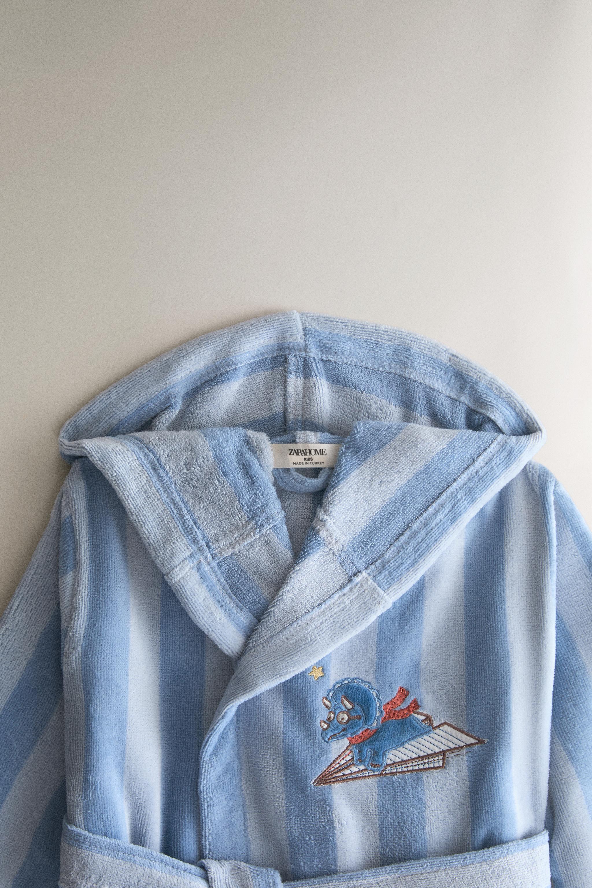 KIDS' DINOSAUR DRESSING GOWN — Blue