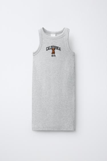 EMBROIDERED RIBBED DRESS - Grey marl by Zara