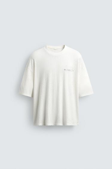 WASHED COTTON/LINEN FLORIDA T-SHIRT - White by Zara