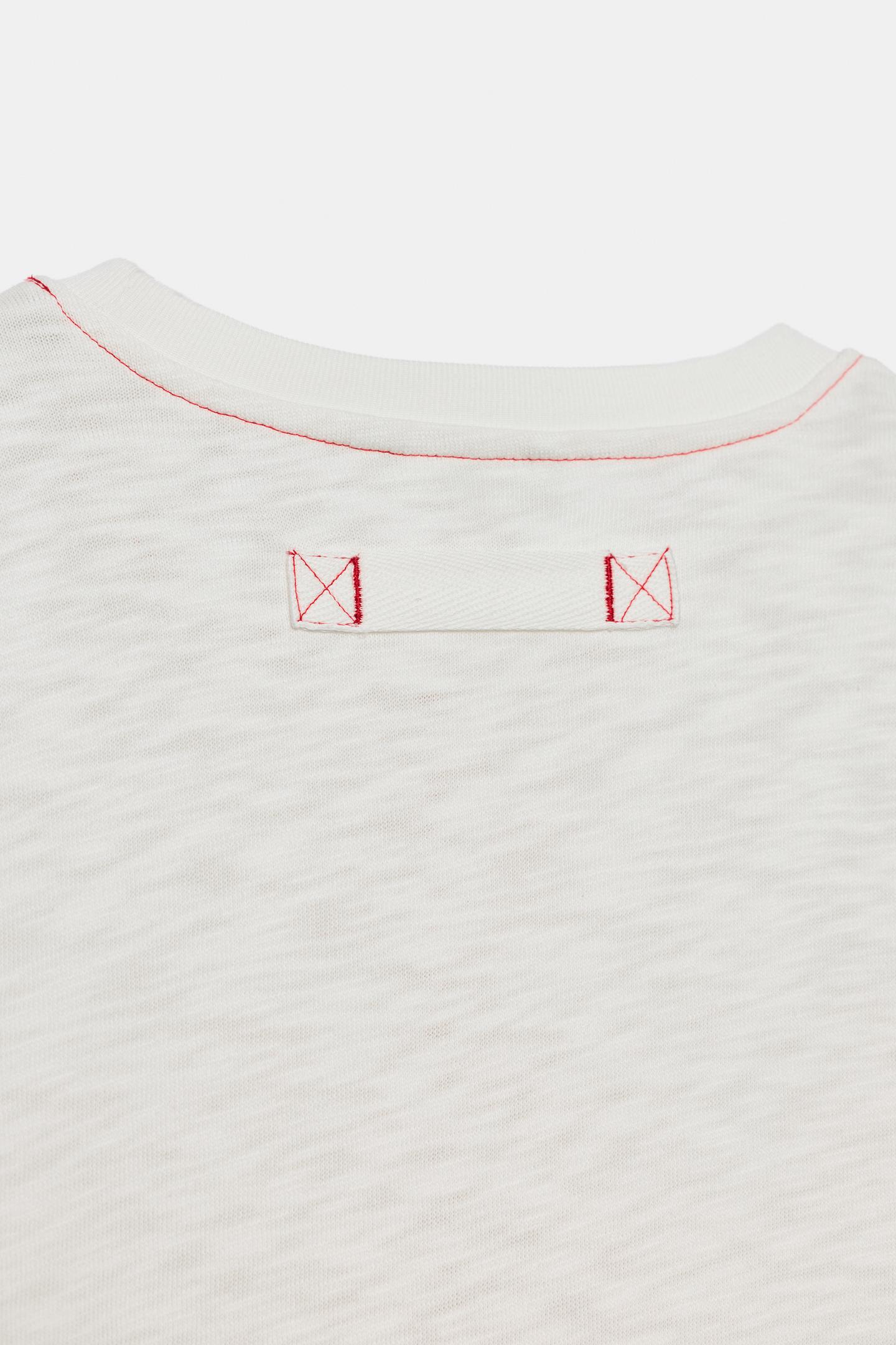 Женская футболка Zara Contrast-Stitch, цвет: Устричный белый — фото 7