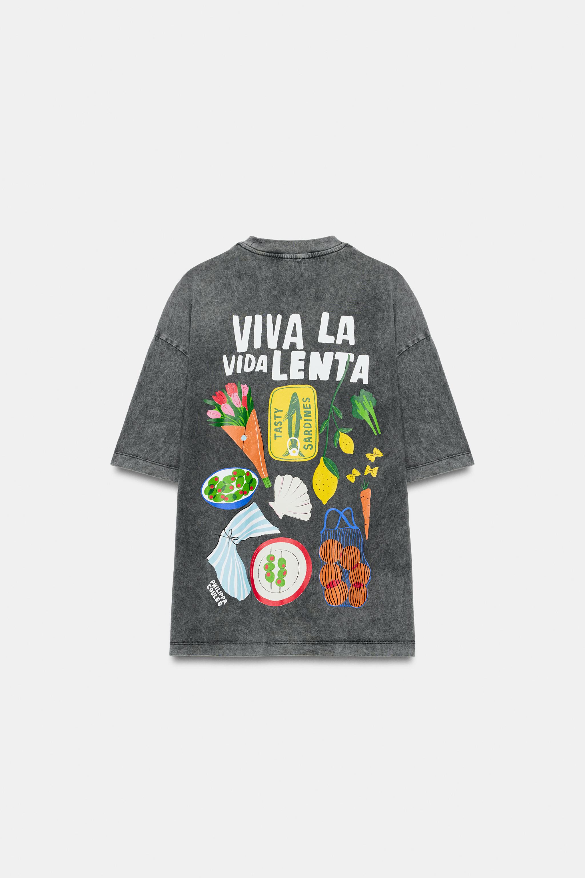 PHILIPPA COULES WASHED EFFECT T-SHIRT — Charcoal