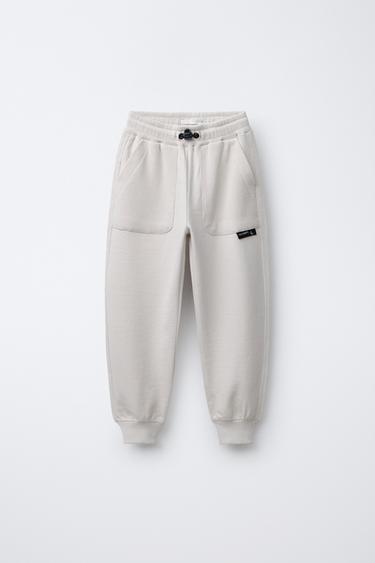 COMBINED WAFFLE-KNIT JOGGING TROUSERS - Light grey by Zara