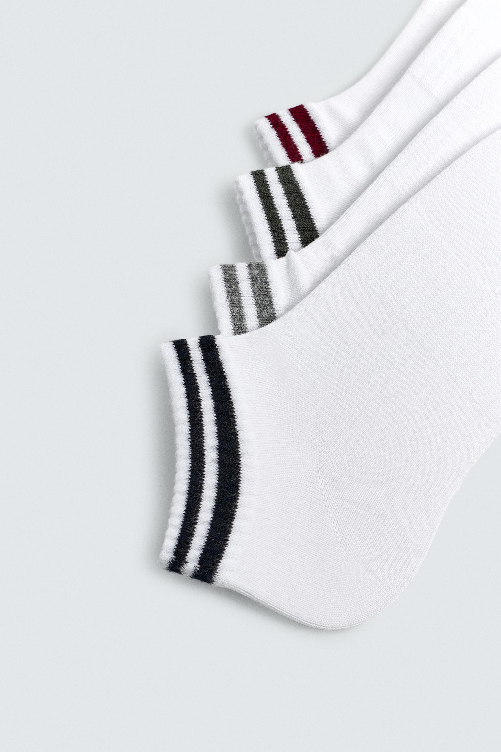 FOUR-PACK OF STRIPED ANKLE SOCKS