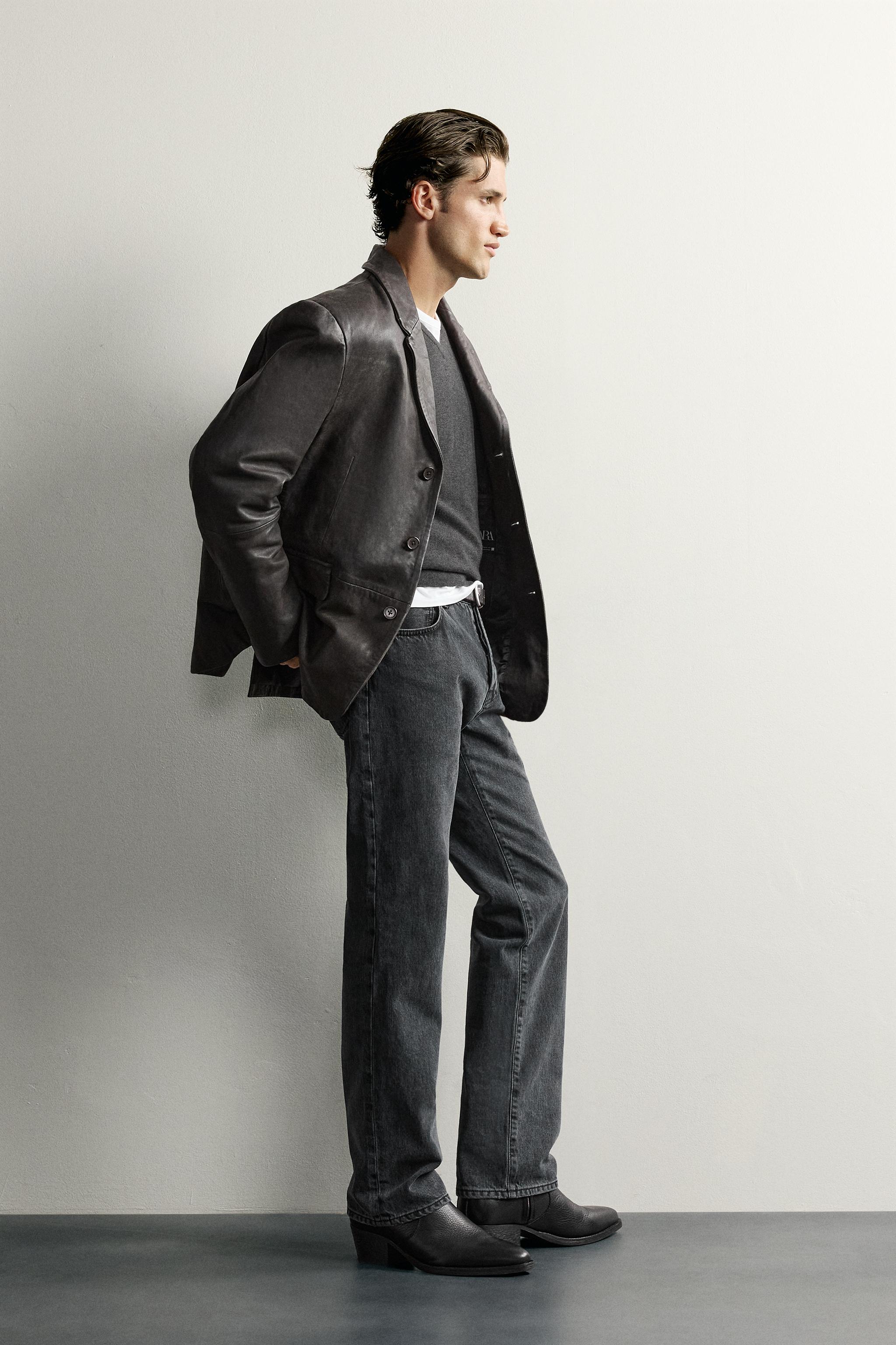REGULAR FIT LEATHER BLAZER