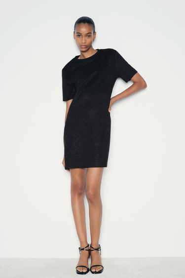 FAUX SUEDE DRESS WITH RHINESTONES - Black by Zara - Image 0