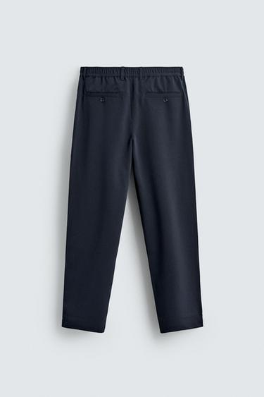 COMFORT STRAIGHT-LEG TROUSERS - Navy blue by Zara - Image 7