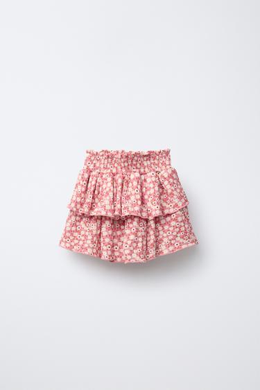 RUFFLED ELASTICATED SKIRT - Pink by Zara
