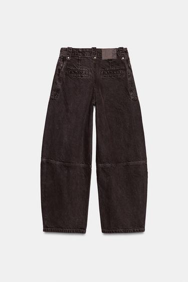 Z1975 MID-WAIST CARGO BARREL JEANS - Brown by Zara - Image 8