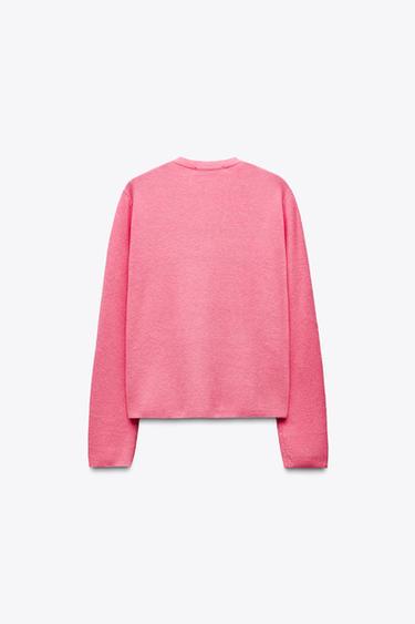 GILET EN MAILLE UNI - Rose de Zara - Image 3