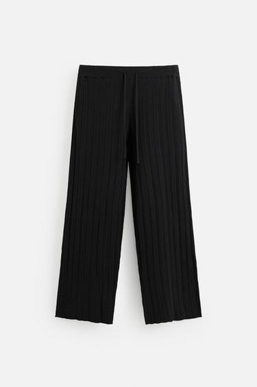 TEXTURED KNIT TROUSERS - Black by Zara