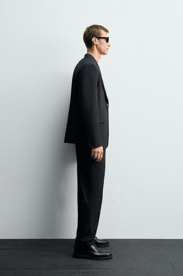 PANTALON DE COSTUME À CHEVRONS - Bleu marine de Zara - Image 3