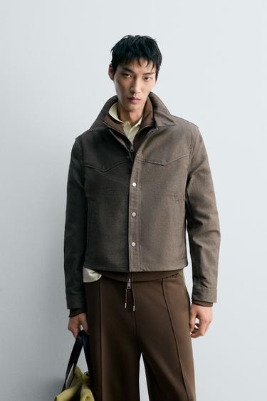 TWILL TEXTURED OVERSHIRT - Brown by Zara