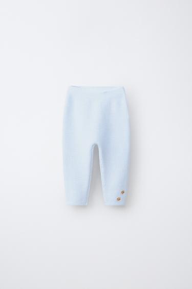 EMBROIDERED KNIT TROUSERS - Light blue by Zara