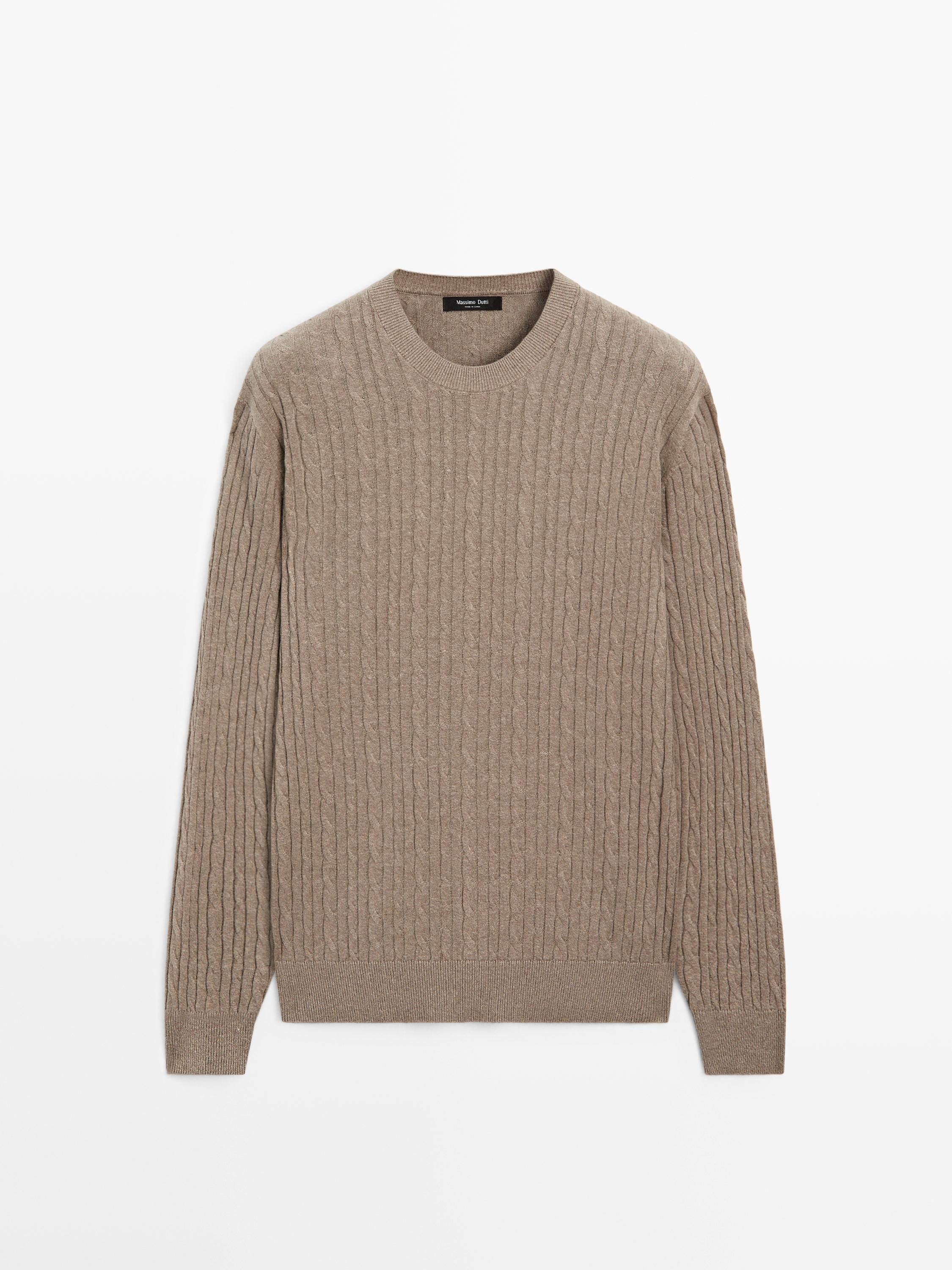 Cotton blend cable-knit sweater