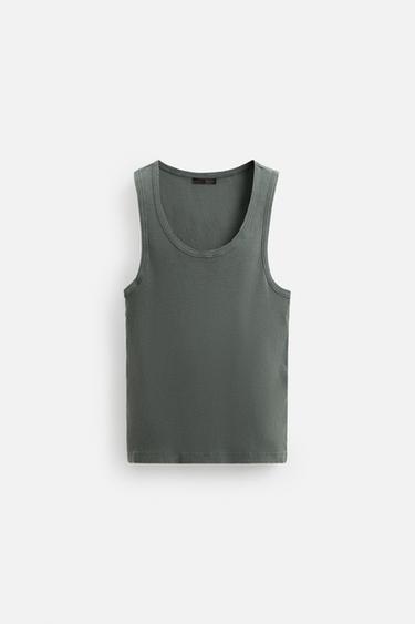 WASHED RIBBED VEST TOP - Dark grey by Zara - Image 6