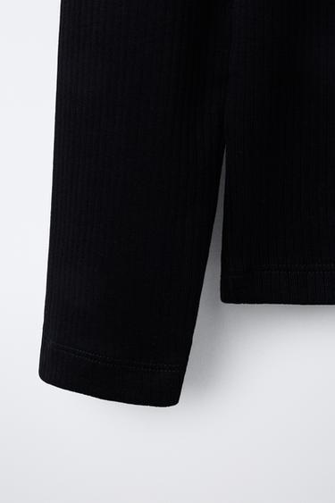 PLAIN RIBBED T-SHIRT - Black by Zara - Image 3