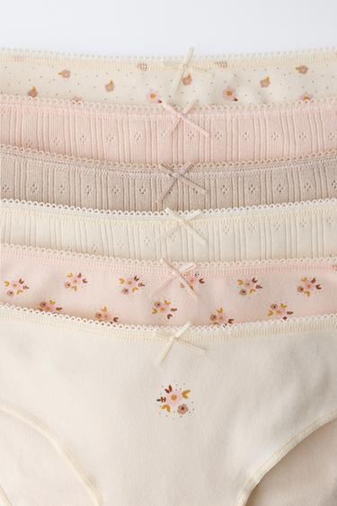 AGES 6-14 / SIX-PACK OF FLORAL PRINT BRIEFS - Dusty pink by Zara