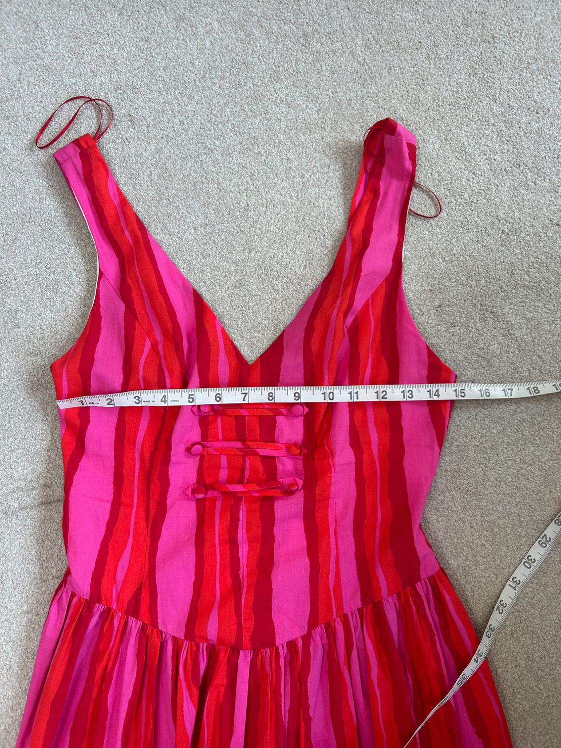 PINK  RED STRIPED SUN DRESS - Image 5