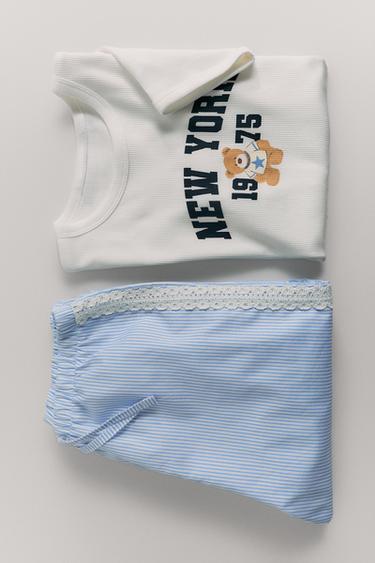 6-14 YEARS/ STRIPED BEAR PYJAMAS - Blue by Zara