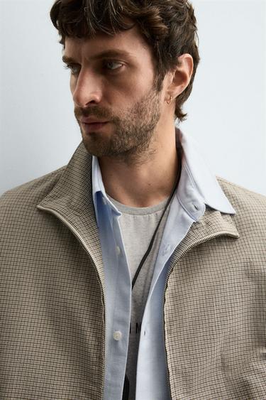 BLOUSON STRUCTURÉ À CARREAUX - brun de Zara - Image 4