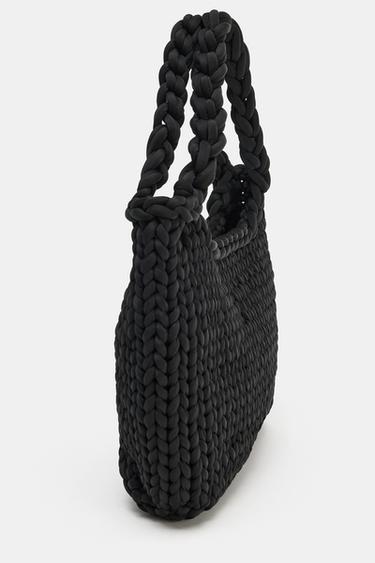 BRAIDED TOTE BAG - Black by Zara - Image 3