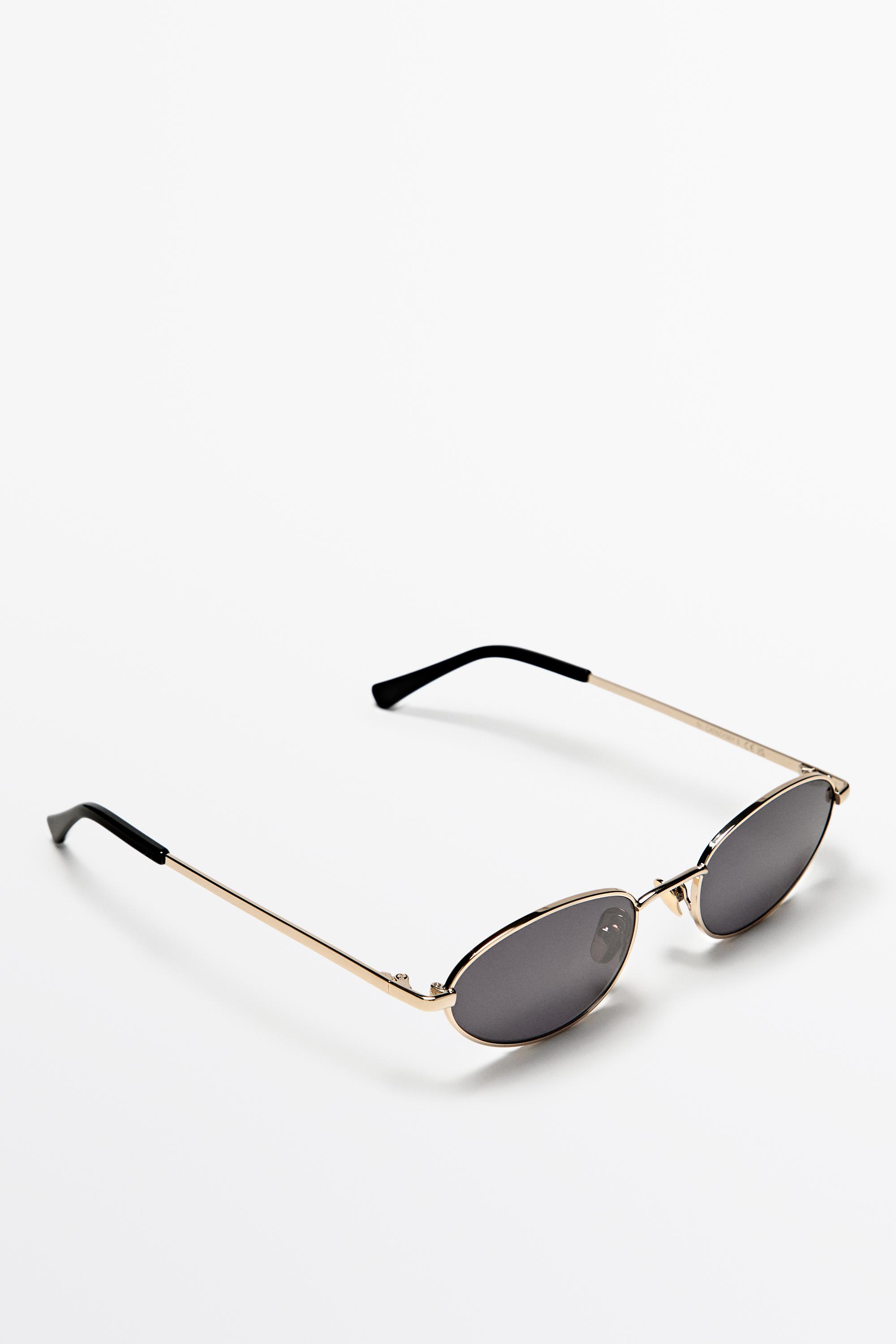 Lunettes de soleil ovales métalliques