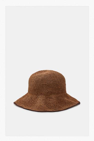 CONTRAST EDGE WOVEN BUCKET HAT - Russet by Zara
